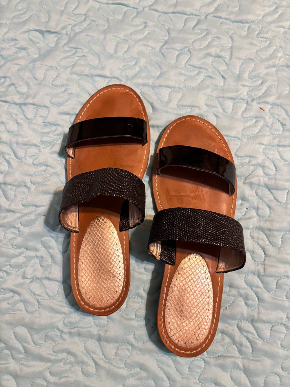 Women's Black Double-Strap Slide Sandals Sam & Libby size 8
